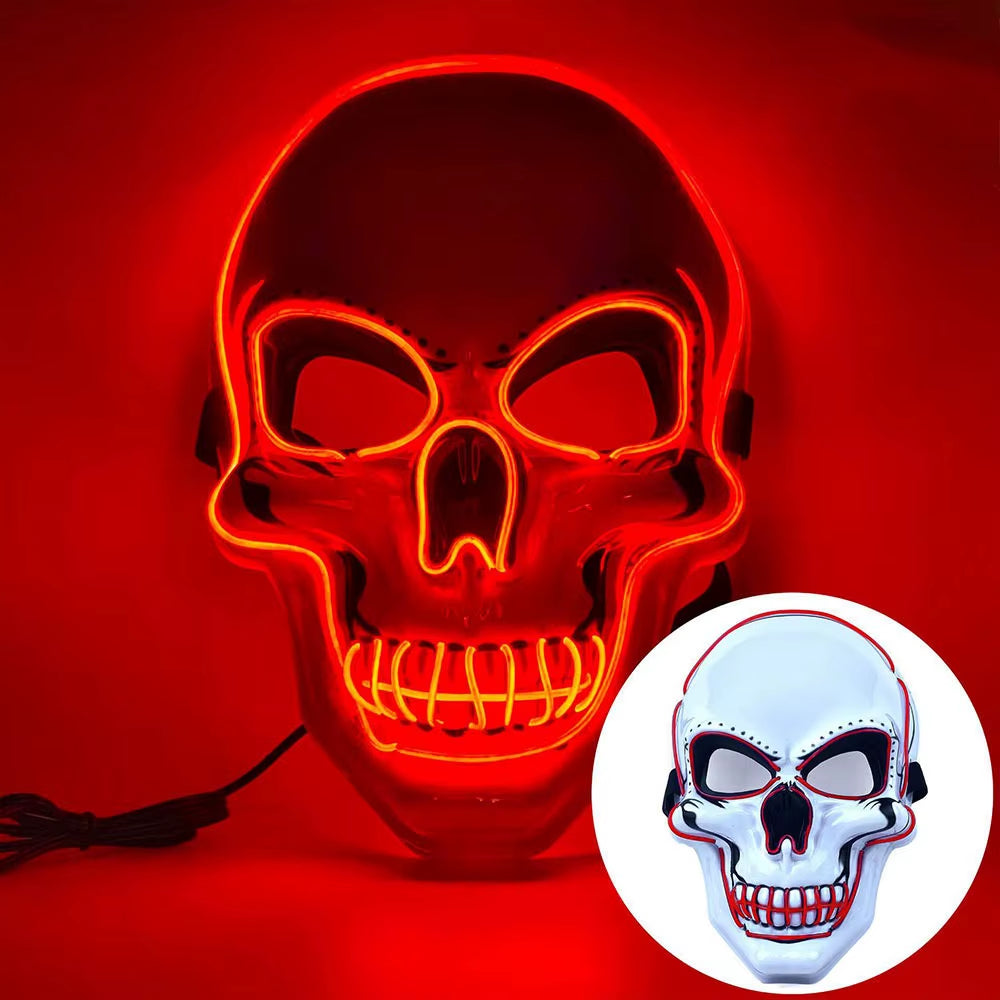 Fashion Horror Halloween Skull Mask LED Light Halloween Cosplay Mask Cosplay Costume LED Cold Light Mask Halloween Party