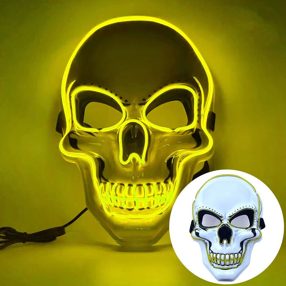 Fashion Horror Halloween Skull Mask LED Light Halloween Cosplay Mask Cosplay Costume LED Cold Light Mask Halloween Party