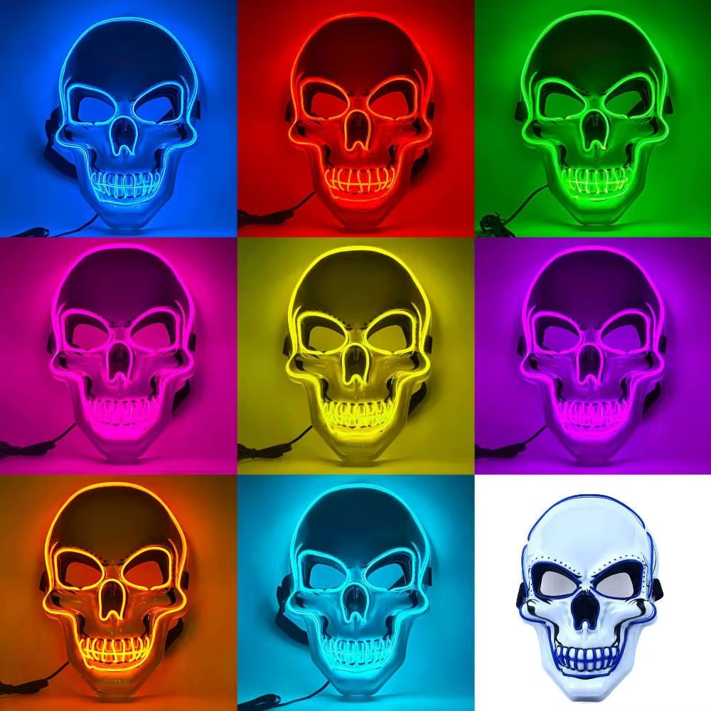 Fashion Horror Halloween Skull Mask LED Light Halloween Cosplay Mask Cosplay Costume LED Cold Light Mask Halloween Party