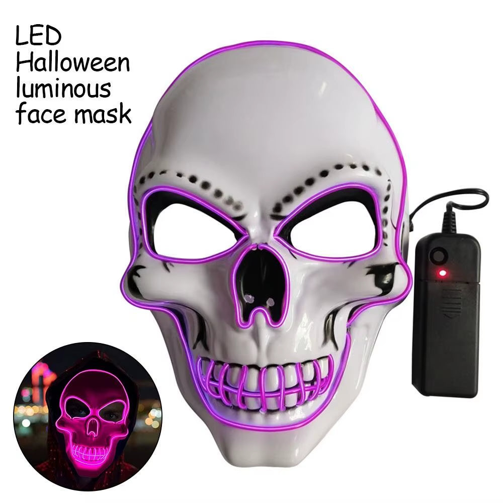 Fashion Horror Halloween Skull Mask LED Light Halloween Cosplay Mask Cosplay Costume LED Cold Light Mask Halloween Party