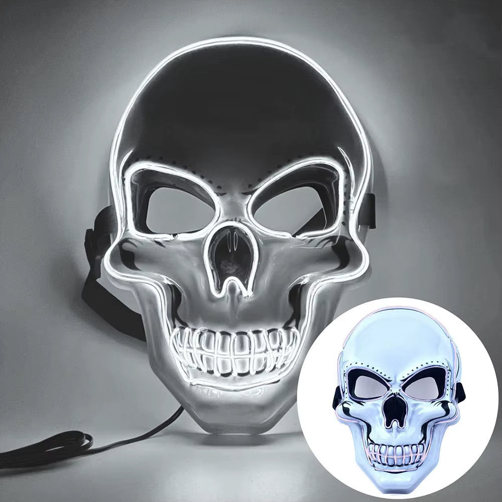 Fashion Horror Halloween Skull Mask LED Light Halloween Cosplay Mask Cosplay Costume LED Cold Light Mask Halloween Party