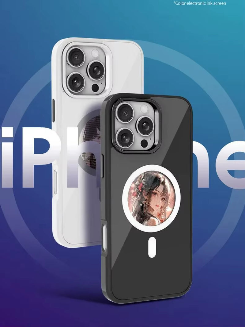 2.53 Inches E-Ink Phone Case Photos Display Wireless Transmission DIY Screen for Iphone 16/15/14/13 round Support Magsafe
