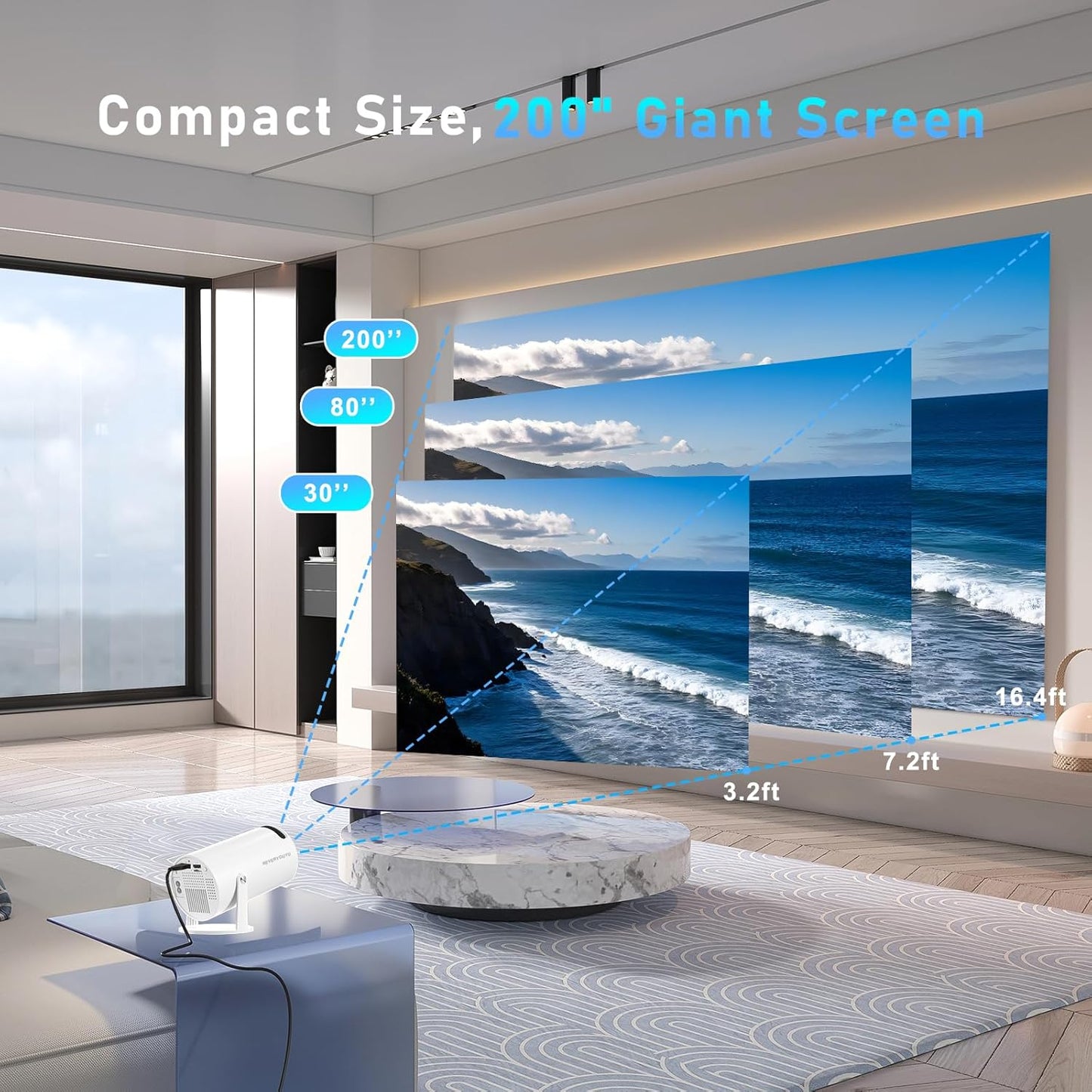 1080P Smart Gaming Projector with 20,000+ Retro Games & Dual Wireless Gamepads (WiFi + Bluetooth) 64GB