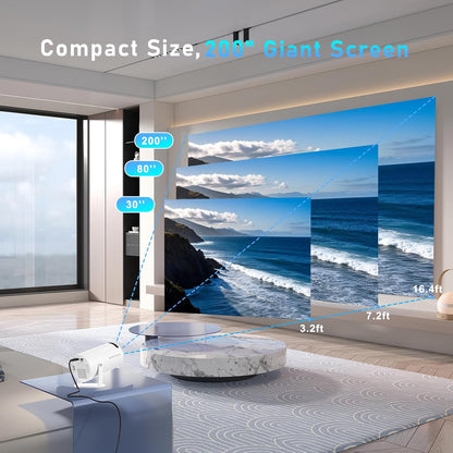 1080P Smart Gaming Projector with 20,000+ Retro Games & Dual Wireless Gamepads (WiFi + Bluetooth) 64GB