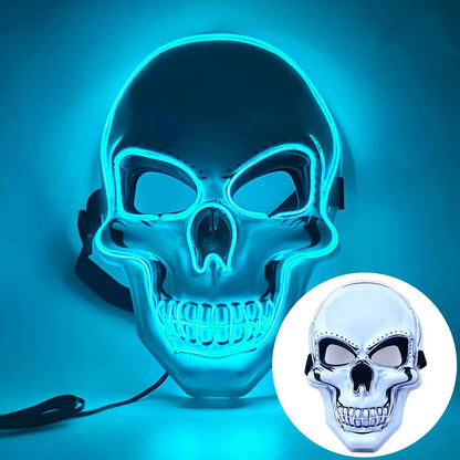 Fashion Horror Halloween Skull Mask LED Light Halloween Cosplay Mask Cosplay Costume LED Cold Light Mask Halloween Party
