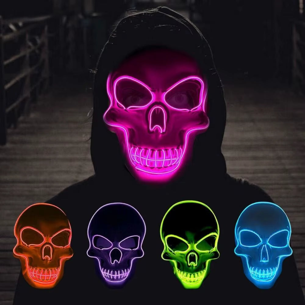 Fashion Horror Halloween Skull Mask LED Light Halloween Cosplay Mask Cosplay Costume LED Cold Light Mask Halloween Party