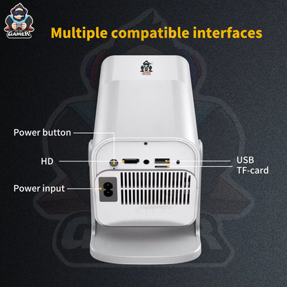White Hcs350Pro Retro Video Game Consoles Android12.0 HD TV OS System WIFI Portable Intelligent Projector 720P Home Projector