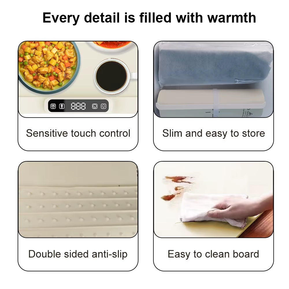 High-Quality Foldable Food Warming Mat Hot Plate with Adjustable Temperature and Safety Features