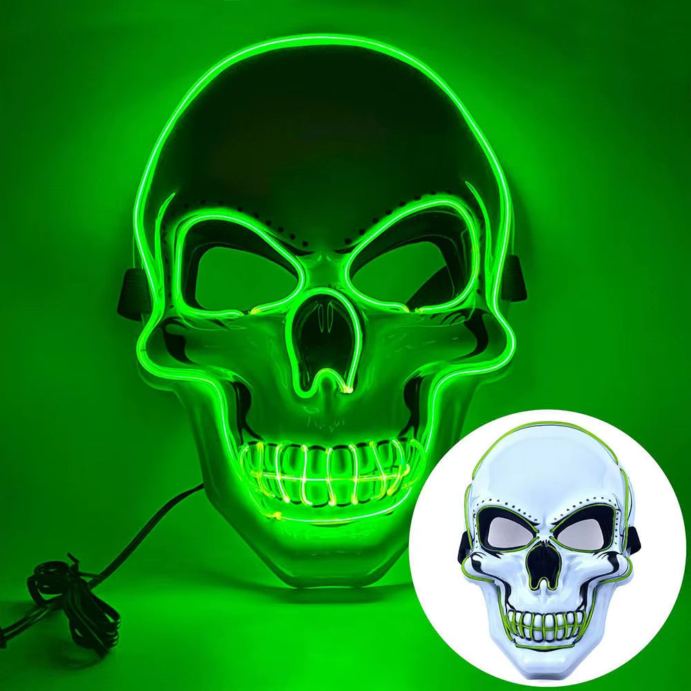 Fashion Horror Halloween Skull Mask LED Light Halloween Cosplay Mask Cosplay Costume LED Cold Light Mask Halloween Party
